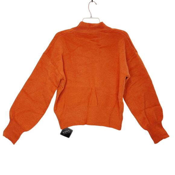 Zaful Mock Neck Sweater Knitted Halloween Pumpkin Orange Black Womens 8-10 NWT - Picture 2 of 7